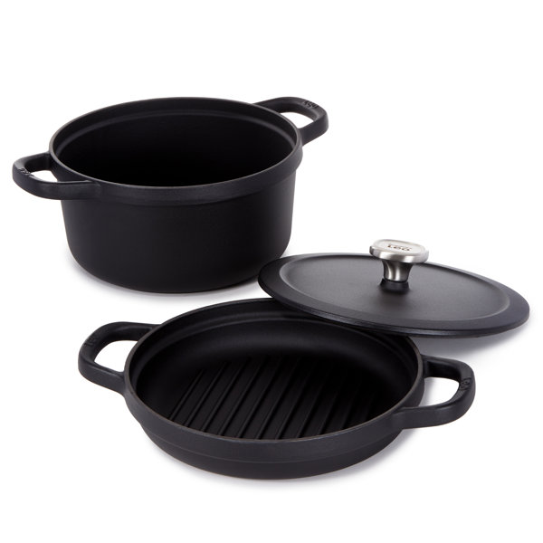 BergHOFF Graphite 3Pc Cast Iron Enamel Cookware Set, Covered Dutch Oven